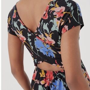 PACT fit and flare crossback maxi dress NWT Nightfall Blooms L